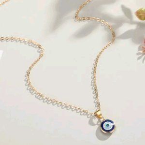 Exquisite Gold Tone Evil Eye Protection Necklace